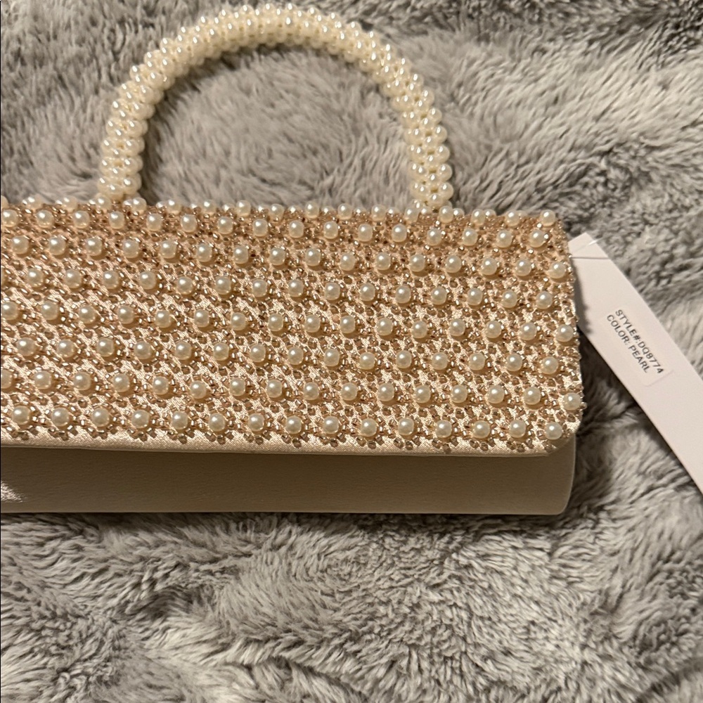 Neuw Pearl-Embellished Tan Clutching